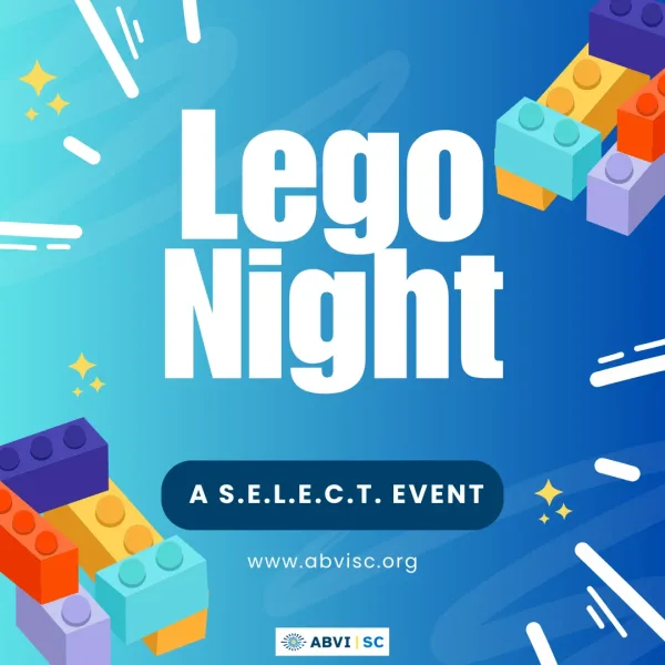Lego Night Bold text on a background of lego graphics and stars reads Lego Night. A SELECT event